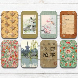 Altoid tin inserts, Oriental Ephemera, Printable Digital Download Collage Sheet, Gift Tag, Candy Tin Decoupage, altoid tin vintage