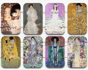 Gustav Klimt I, étain altoïde fine art, feuille de collage imprimable en téléchargement numérique, découpage en étain bonbon, étiquette cadeau, étain altoïde vintage