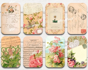 Inserts en étain altoïde, éphémères vintage, roses anciennes, feuille de collage imprimable en téléchargement numérique, étiquette cadeau, découpage en étain de bonbon