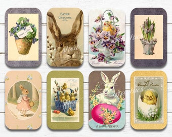 Altoid tin inserts, Vintage EASTER EPHEMERA, Printable Digital Download, Collage Sheet, Gift Tag, Candy Tin Craft, Easter Bunny