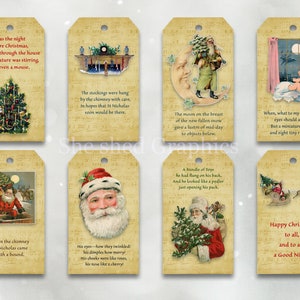 Vintage Santa Gift Tags, Night Before Christmas Printable (Digital Download)