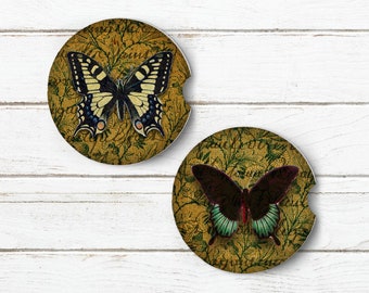 Printable 3&quot; Circles, Vintage Butterfly Collection, Digital coaster images, paperweight, mirror, JPG, PDF, resizable PNG for sublimation