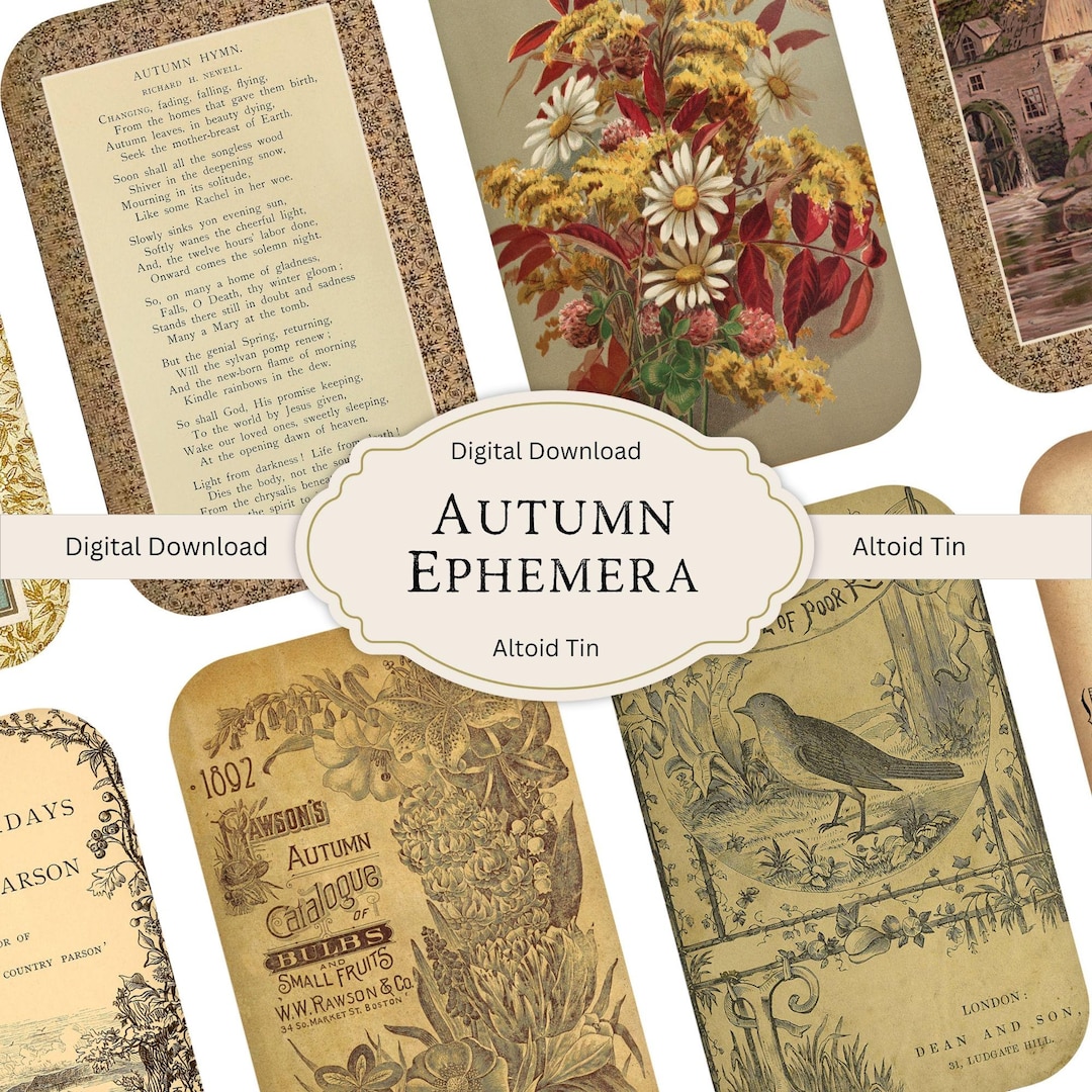 Autumn Ephemera Printable Kit – Vintage Altoid Tin Collage Sheets - Etsy