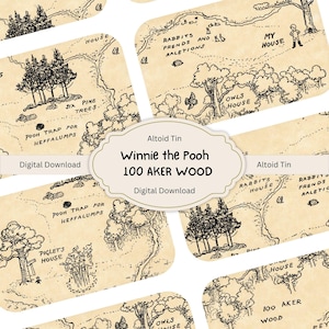 Winnie the Pooh Altoid Tin Printable: Hundred Aker Wood Map (Digital Download)