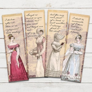 Jane Austen Zitate Lesezeichen, Set von 4, Printable digitaler Download, drucken Sie Ihre eigenen Bild 1