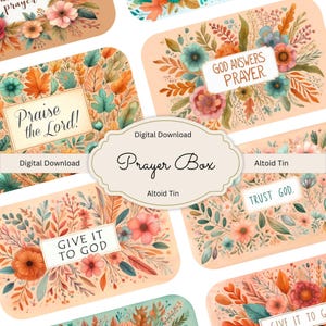 秋の花の祈りの箱の印刷物：アルトイドブリキコラージュ（デジタルダウンロード）