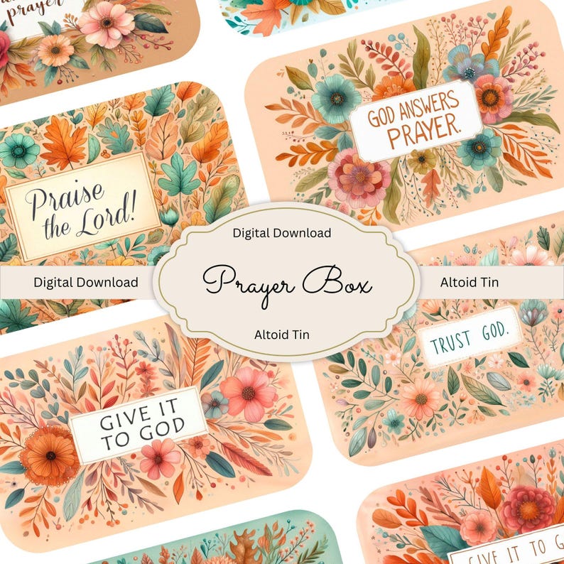 Autumn Floral Prayer Box Printable: Altoid Tin Collage (Digital Download) image 1