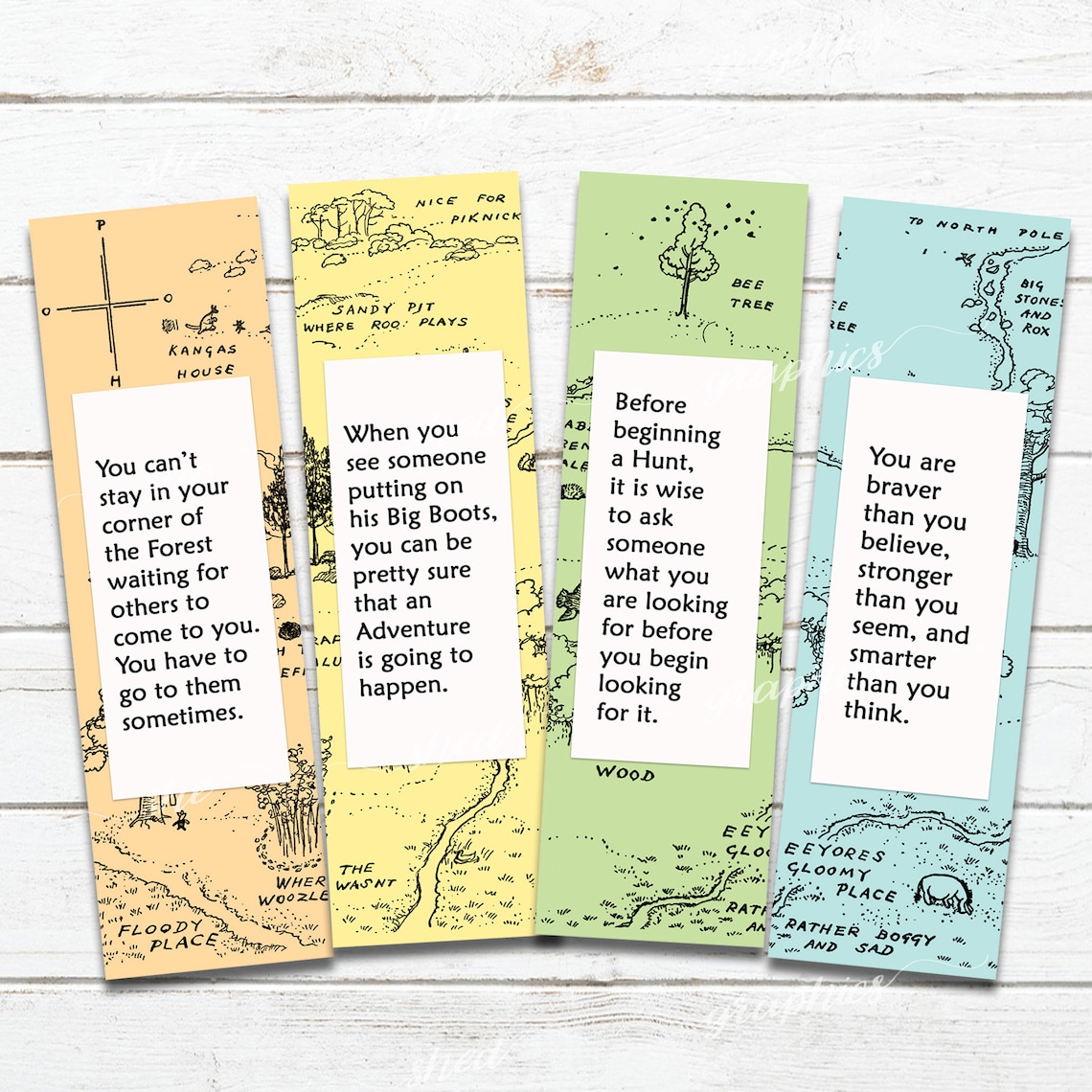 Winnie the Pooh Quote Bookmarks, Set of 4, Printable Digital Download ...