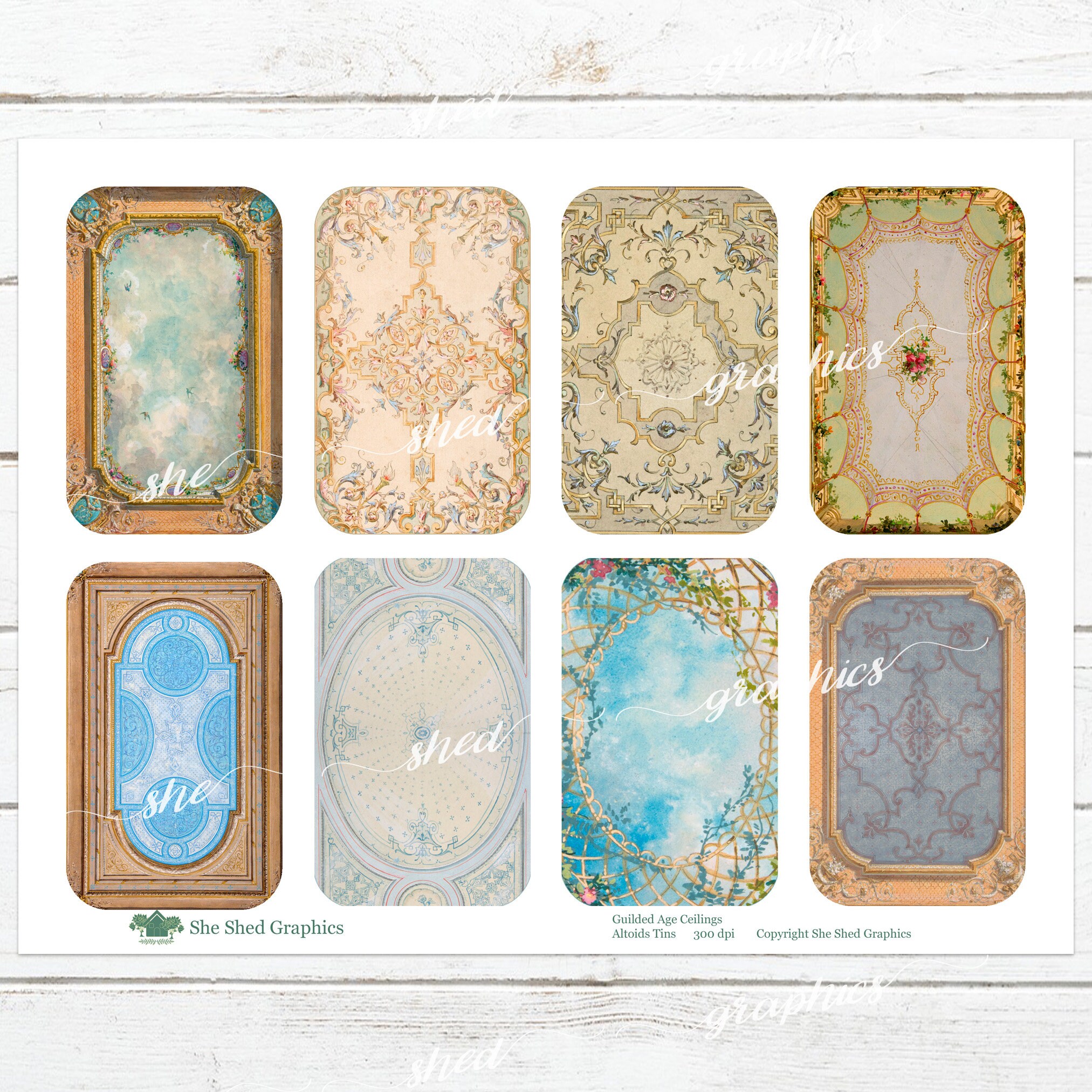 Altoid Tin Printable Insert, Gilded Age Ceiling, Printable Digital ...