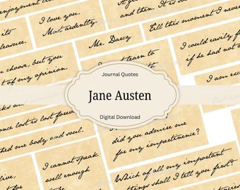 Jane Austen Quotes: Pride & Prejudice Journal Ephemera (Digital Download)