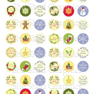 Christmas Round Gift Tags, 1 In. 25mm 1.5 In. and 2 In., Printable ...