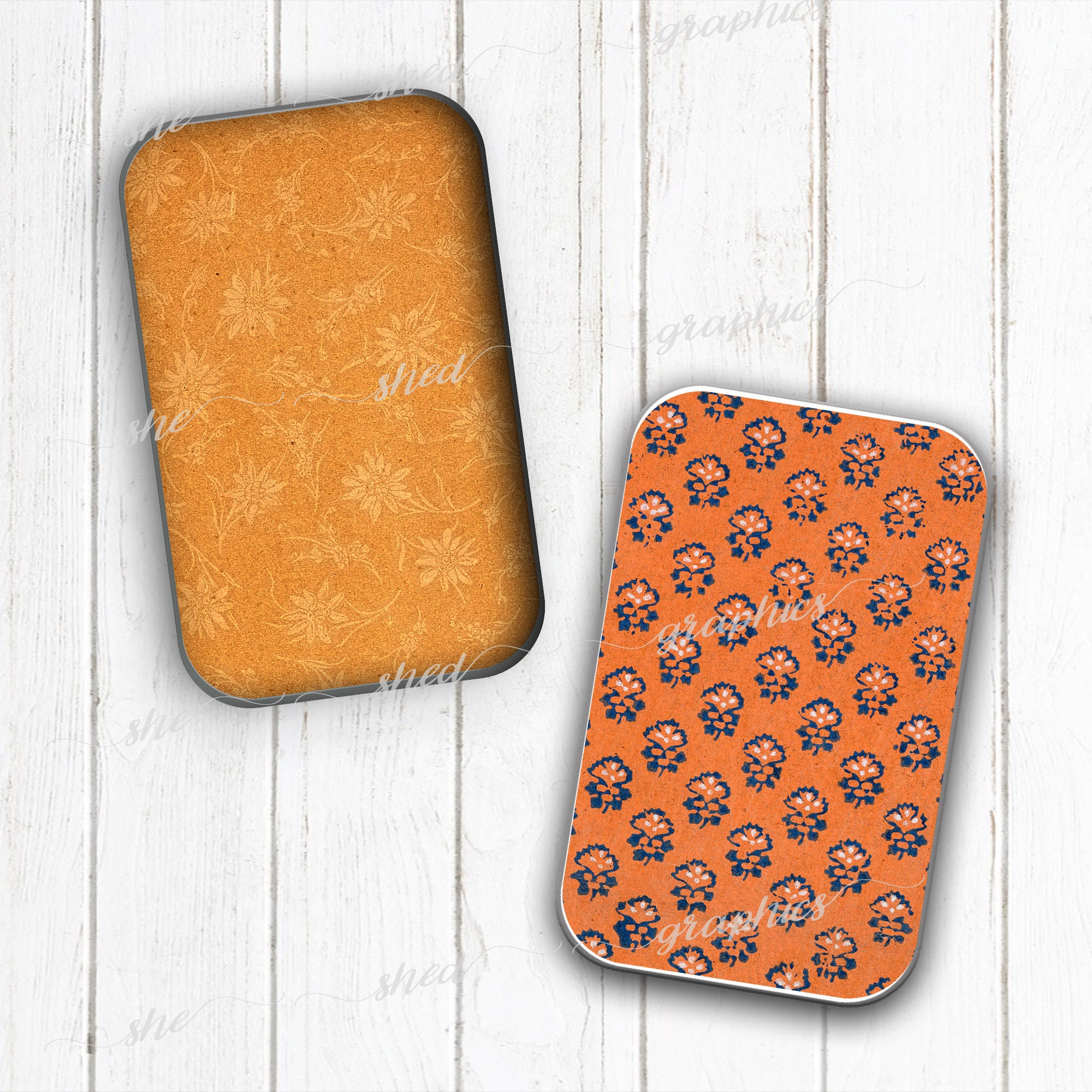 Vintage Orange Gold Patterned Paper for Altoid Tin Insert Printable ...