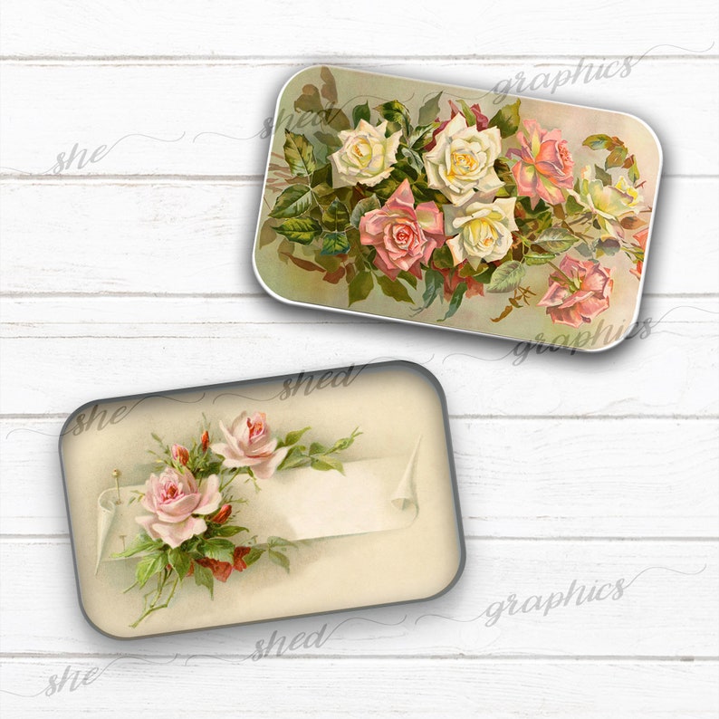 Vintage Rose Sprays, Altoid Tin Insert, Printable Candy Tin Label, Gift ...