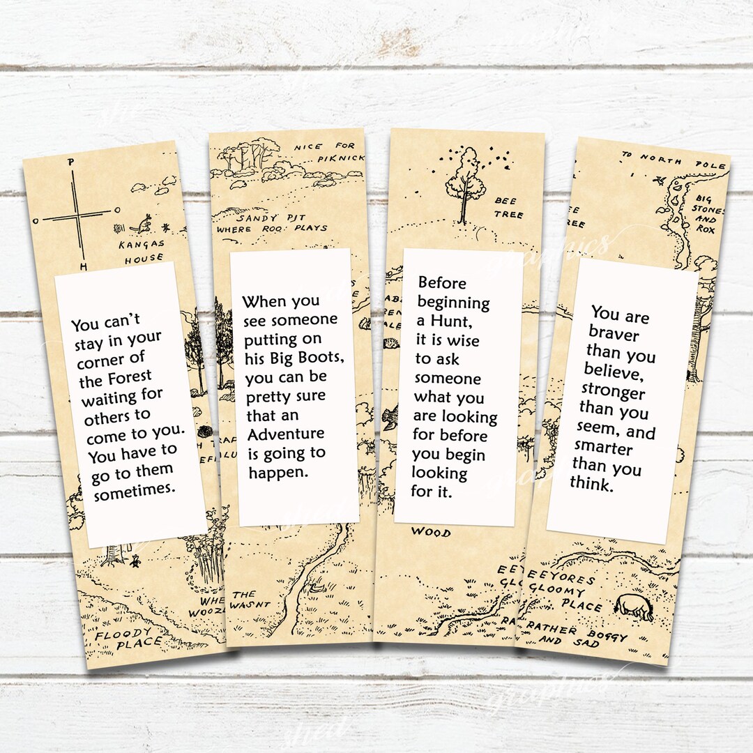 Winnie the Pooh Quote Bookmarks, Set of 4, Printable Digital Download ...