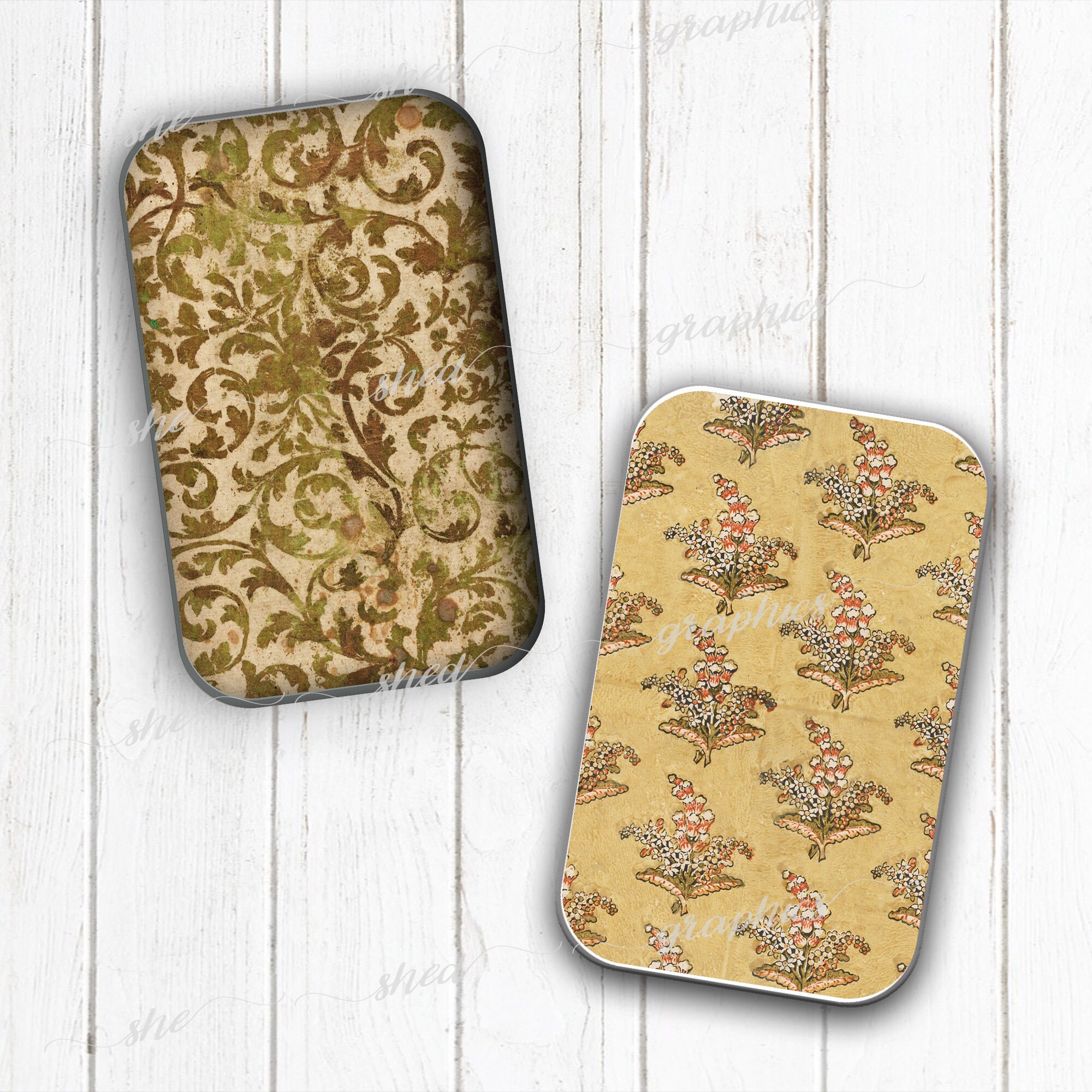 Vintage Orange Gold Patterned Paper for Altoid Tin Insert Printable ...