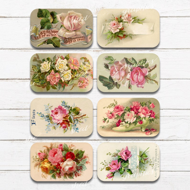 Vintage Rose Sprays, Altoid Tin Insert, Printable Candy Tin Label, Gift ...