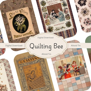 Insertos de lata de Altoid de la Abeja de Acolchado Vintage: Juego imprimible de 8 diseños