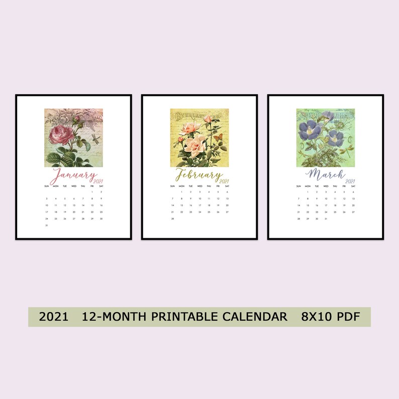 2021 Calendar Printable 8x10 Desk Calendar 12 Month | Etsy