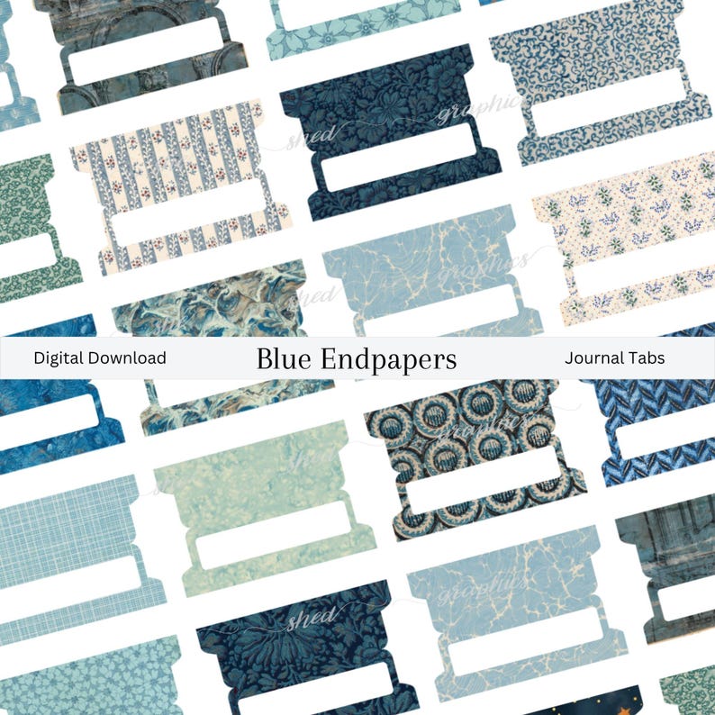 Printable Journal Tabs – Blue Floral Scrapbook Dividers (digital ...