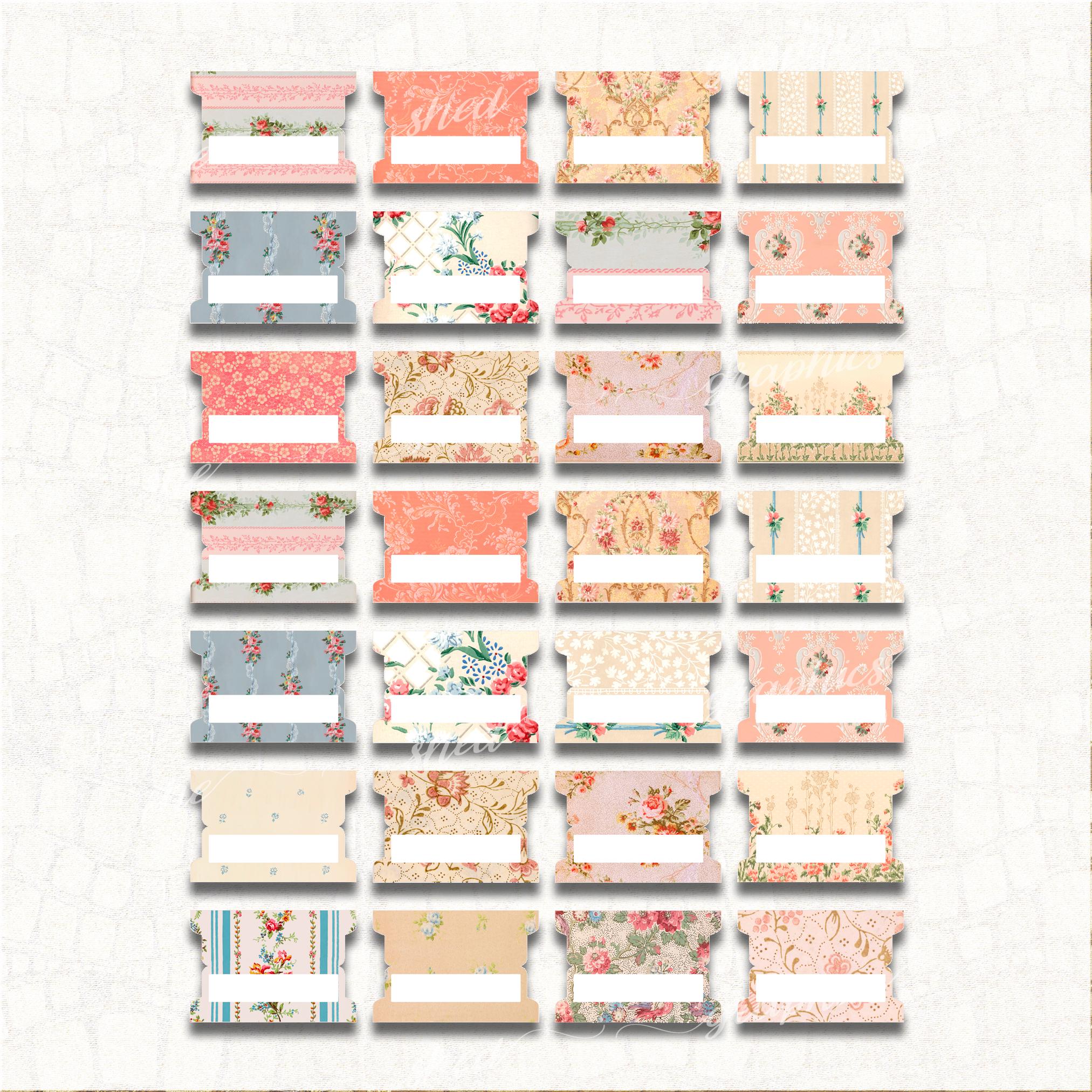 Printable Vintage Floral Journal Tabs: Foldable Dividers (digital ...