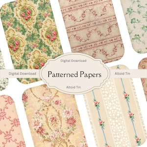 Vintage Floral Patterned Papers for Altoid Tin Crafts (Digital Download)