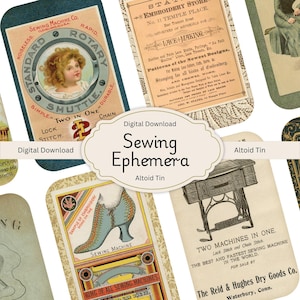 Sewing Ephemera Collage Sheet: Altoid Tin Inserts (Digital Download)