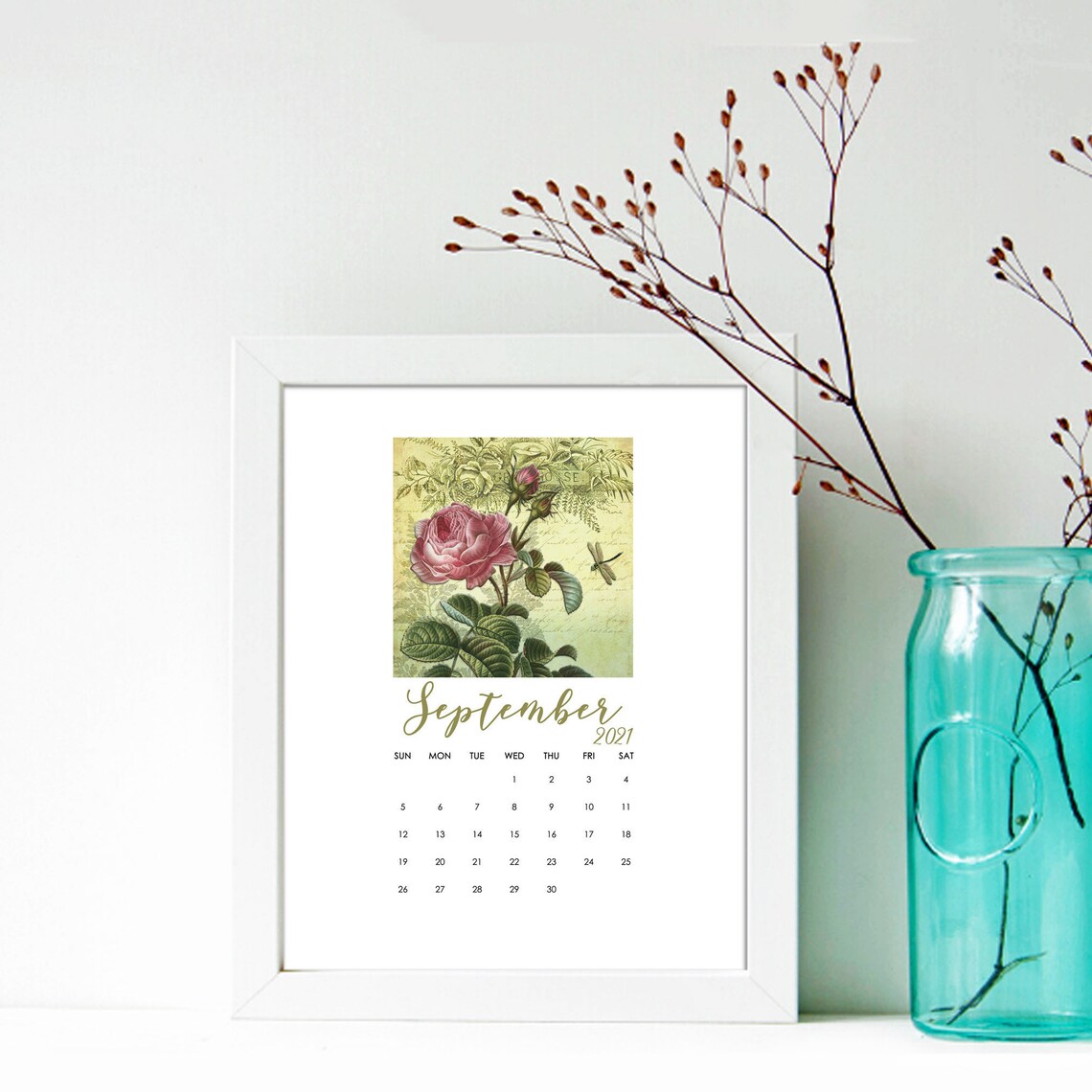 2021 Calendar Printable 8x10 Desk Calendar 12 Month Etsy