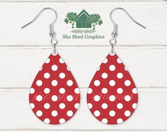 Polka Dot, Teardrop Earring PNG for Sublimation Earrings, Instant Download, Digital Image, Printable Template
