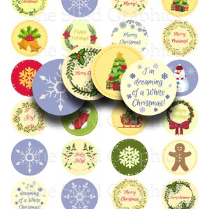 Christmas Round Gift Tags, 1 In. 25mm 1.5 In. and 2 In., Printable ...