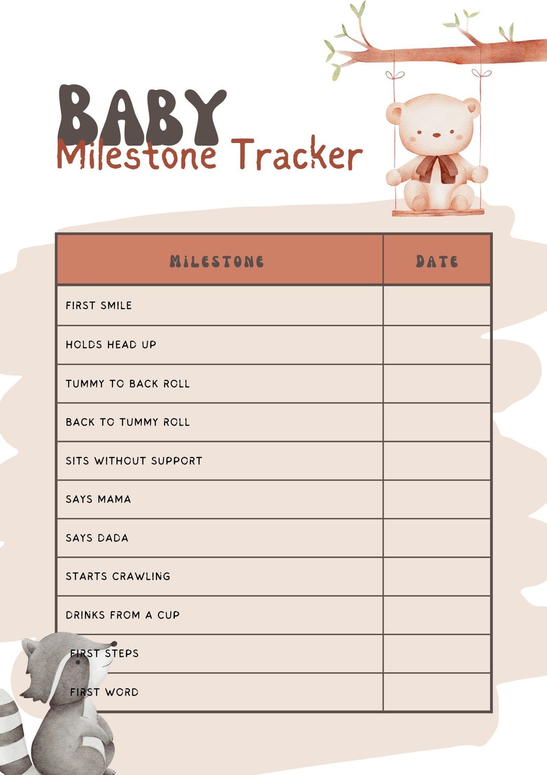 Baby Milestone Tracker Etsy