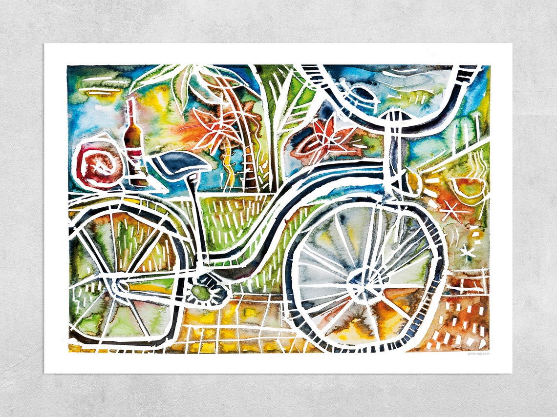 Watercolor Art Print BICYCLE Watercolor Painting BICYCLE Etsy