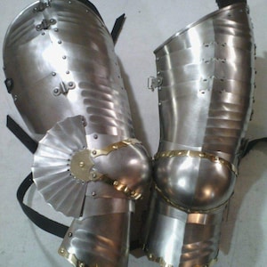 German Medeval Gothic Leg Armor 15th Century Reenactment steel leg guard