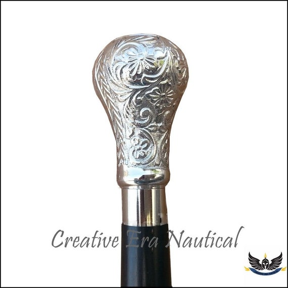 Uomo Stile Antico Ottone Bastone Da Passeggio Manico IN Legno Design - Foto 7