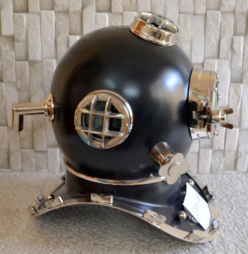 Black Polished Diving Helmet Scuba Divers Helmet Figuirines Etsy