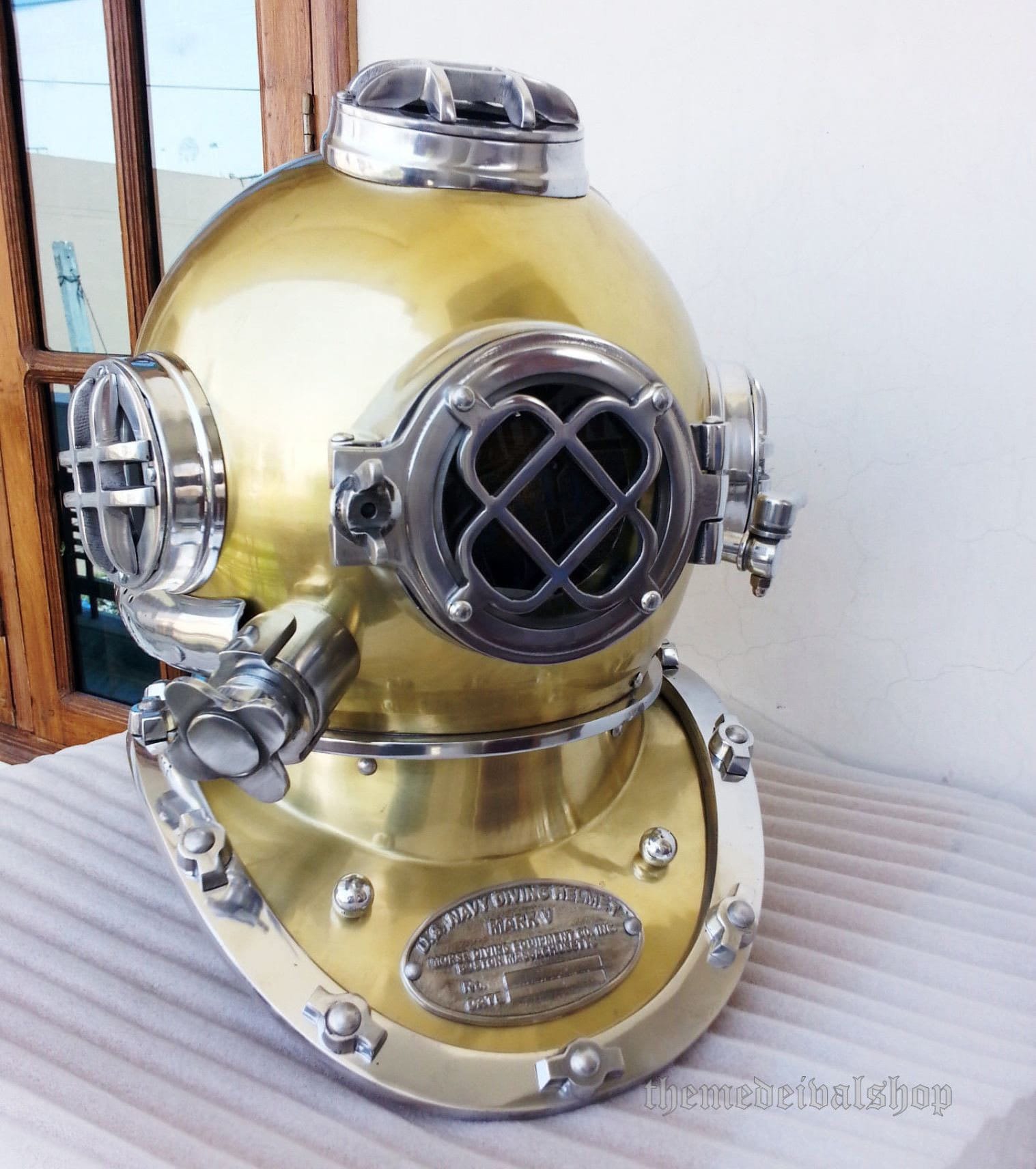 18 Inch Diving Divers Helmet Solid Steel US Navy Mark V Full Size Gift ...