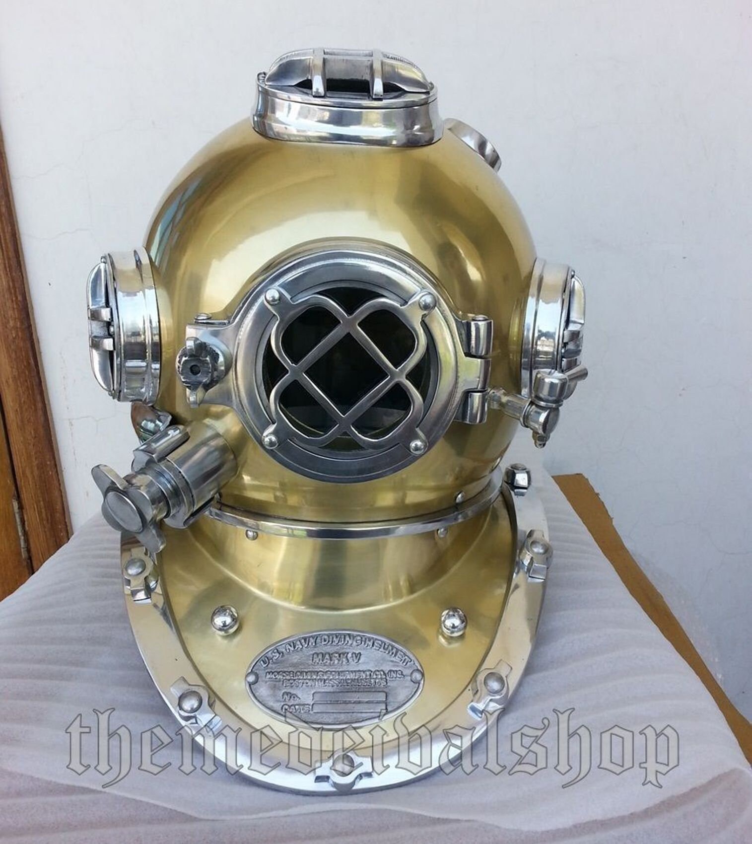 18 Inch Diving Divers Helmet Solid Steel US Navy Mark V Full Size Gift ...