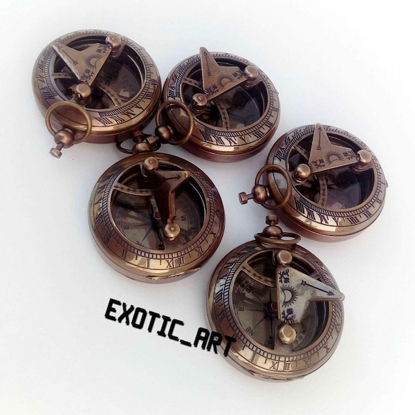 Lot of 8 push button Sundial compass for camping and hiking purpose 1.5 inch