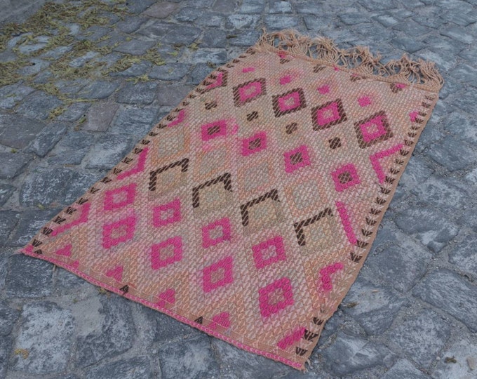 Kilim rug, Vintage kilim rug, Turkish kilim rug, Handmade kilim, Area kilim, Wool kilim !! FREE SHİPPİNG !! 2'3'' x 3'6'' = 73 cm x 112 cm