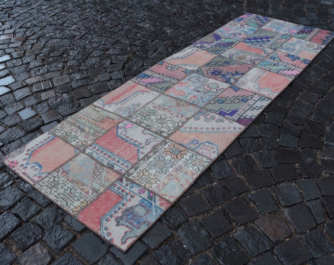 Patchwork rug, Patchwork runner, Turkish rug, Vintage Runner, Runner Rug, Wool Kilim, Rug, Boho Decor | 2.6 x 7.8 ft = 81 x 241 cm