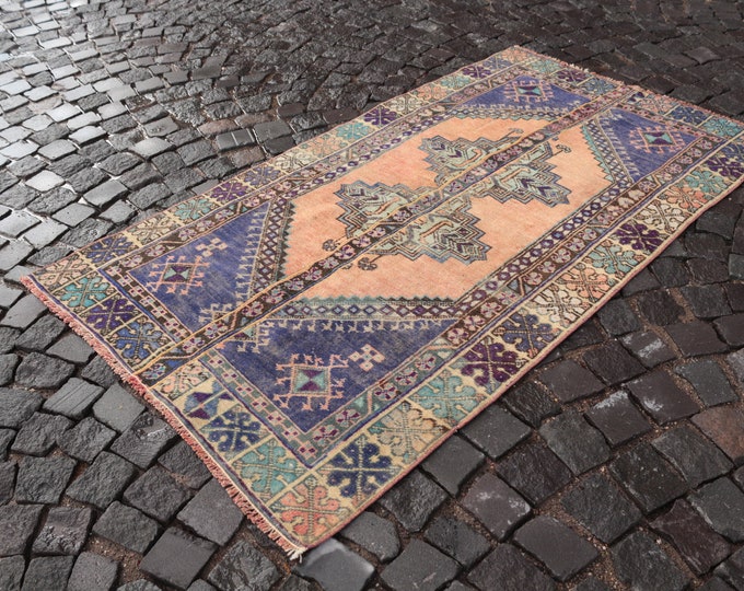 Turkish rug, Vintage rug, Area rug, Wool rug, Handmade rug, Carpet, Kilim, Home decor |   3.4 x 6.1 = 105 x 188 cm
