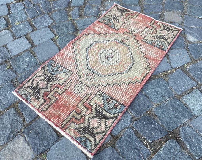 Small Rug, Turkish Rug, Vintage Rug, Wool Rug, Doormat, Handmade rug, Home Decor, Carpet, Oushak rugs | 41 x 73 cm = 1,3 x 2,3 ft