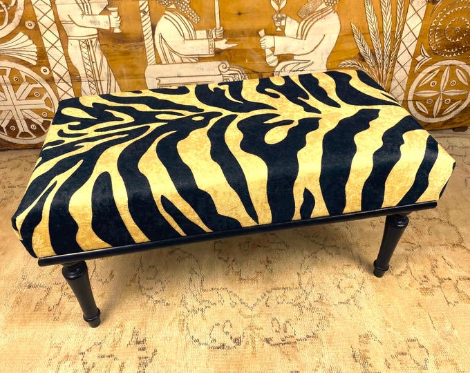 Handmade Ottoman Bench: Upholstered Turkish Rug, Boho Decor