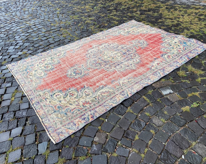 Vintage rug, Large rug, Turkish rug, Oushak  rug, Wool rug, Handmade rug, Carpet, Kilim, Home decor | 163 x 252 cm = 5,3 x 8,2 ft