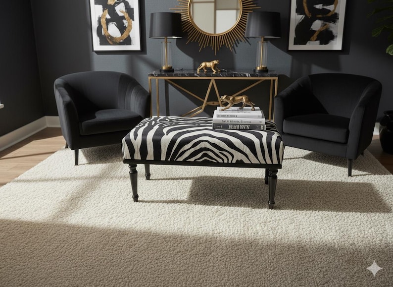 Handgemaakte gestreepte poef, aangepast formaat, boho-decor afbeelding 2