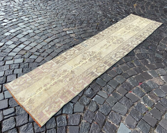Vintage rug, Turkish rug, Runner Rug, Hallway rug, Wool rug, Handmade rug, Carpet, Kilim, Home decor | 68 x 288 cm = 2,2 x 9,4 ft
