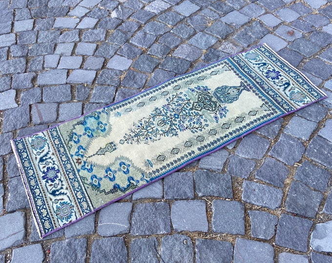 Turkish rug, Vintage rug, Small Rug, Doormat, Home decor, Wool rug, Handmade rug, Carpet, Kilim 41 x 116 cm = 1,3 x 3,8 ft