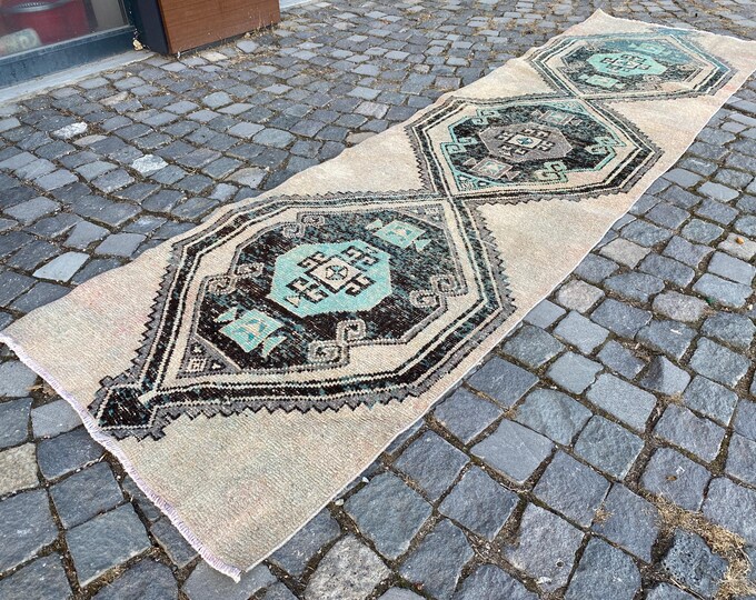 2,7 x 10, ft housewarming rug handmade area rug  turkish handmade rug bedroom rugs  turkish rug vintage area  antique rug  floral rug