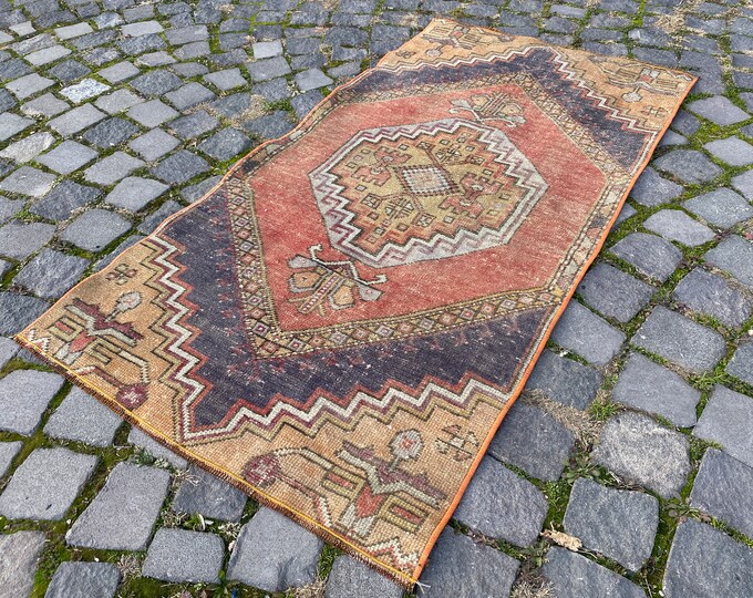 Pastel rugs, Handmade wool rugs, Bohemian area rugs, Turkish vintage rugs, Carpet, Kilim | 70 x 135 cm = 2,2 x 4,4 ft