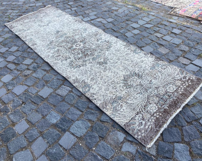 Turkish rug, Vintage rug, Runner Rug, Hallway rug, Wool rug, Handmade rug, Carpet, Kilim, Home decor | 82 x 259 cm = 2,6 x 8,4 ft