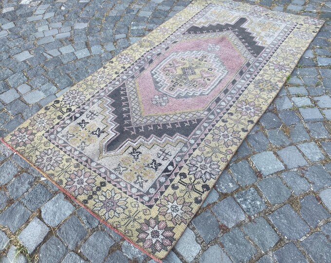 Area Rug, Turkish rug, Home decor, Vintage rug, Wool rug, Handmade rug, Carpet, Kilim | 101 x 202 cm = 3,3 x 6,6 ft
